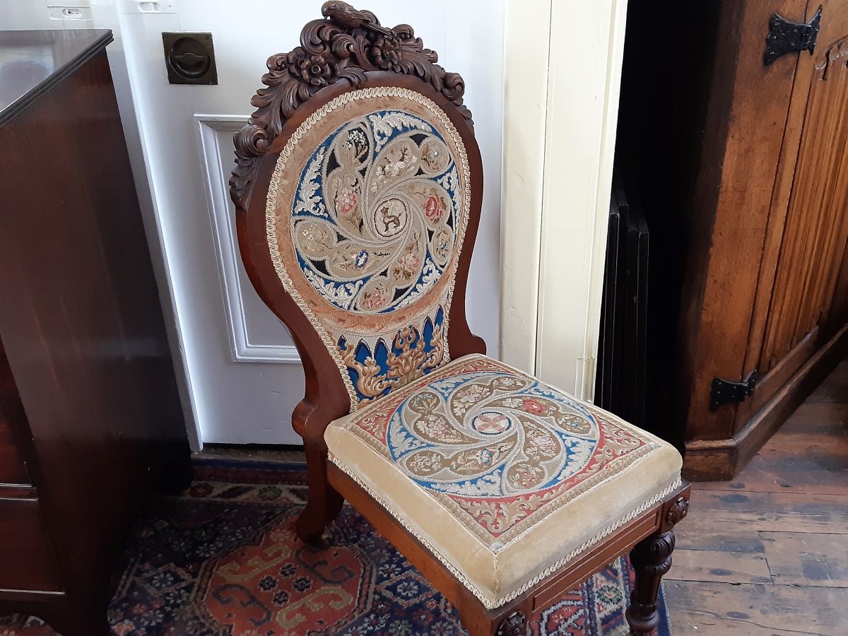 19th century carved oak hall chair